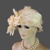 Avant Garde Beige Ivory Satin Haute Couture Hat