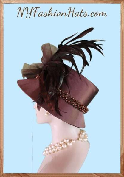 Avant Garde Brown Satin Haute Couture Hat