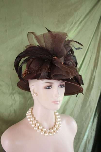 Avant Garde Brown Satin Haute Couture Hat