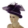 Purple Wool Winter Dress Hat Feathers