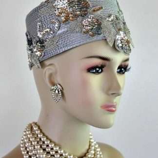 Avant Garde Metallic Silver Gray Pillbox Hat