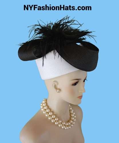 Haute Couture Formal Black White Dress Hat Women