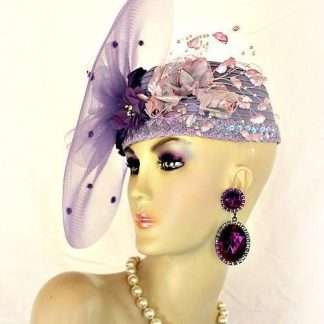 Avant Garde Purple Satin Formal Pillbox Hat