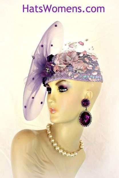 Avant Garde Purple Satin Formal Pillbox Hat