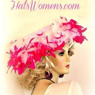 Baby Pink Kentucky Oaks Racing Hat Hot Pink Feathers