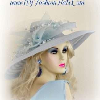 Baby Sky Blue Wide Brim Ladies Designer Hat Church Dress Hats Mv91