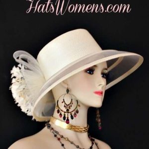 Beige Ivory Big Brim Dress Hat