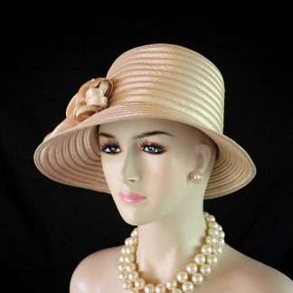 Beige Satin Casual Or Dress Fashion Hat For Women