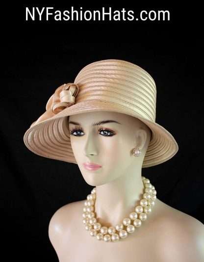 Beige Satin Casual Or Dress Fashion Hat For Women