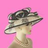 Black Beige Sinamay Straw Haute Couture Hat Women