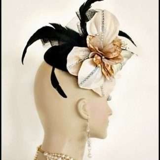 Black Champagne Taupe Beige Sinamay Straw Wedding Fascinator Cocktail Hat