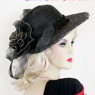 Black Handmade Scallop Brim Designer Hat