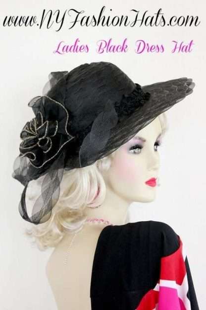 Black Handmade Scallop Brim Designer Hat