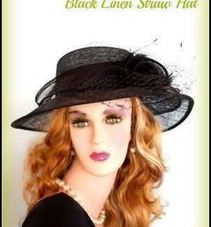 Black Or Ivory Straw Designer Hat For Spring Or Summer Time 7kgj