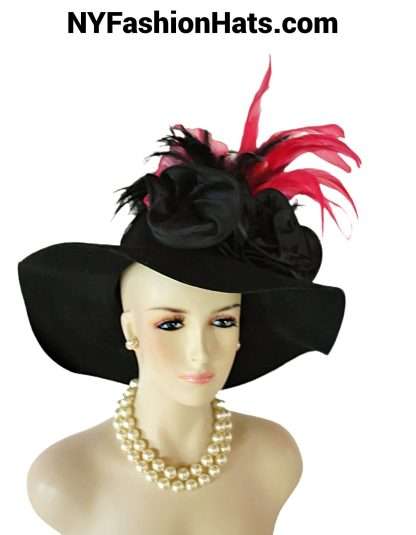 Floppy Big Brim Winter Wool Satin Hat