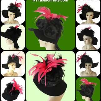 Black Pink Haute Couture Hat Women