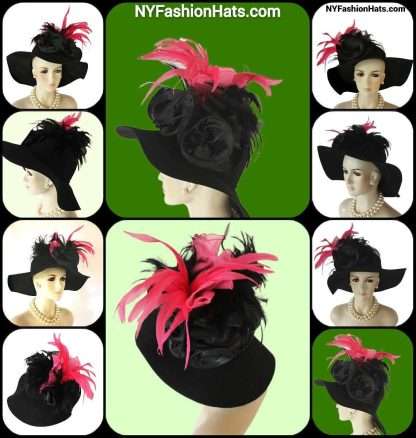 Black Pink Haute Couture Hat Women