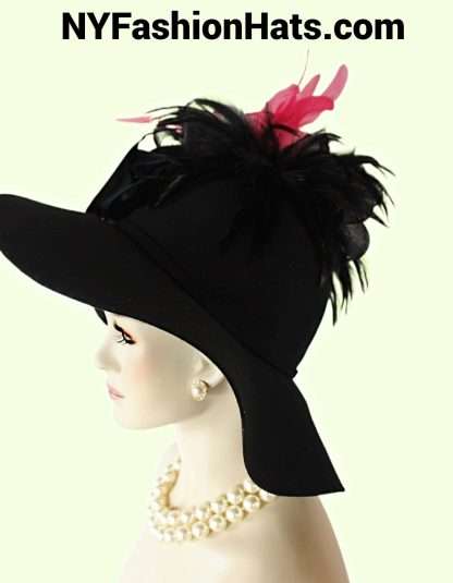 Floppy Big Brim Winter Wool Satin Hat