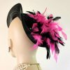 Black Satin Hot Pink Women's Designer Formal Fashion Hat