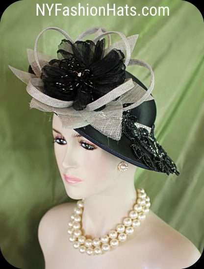 Gray Sinamay Straw Formal Hat