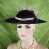 Black Satin Metallic Silver Haute Couture Statement Hat