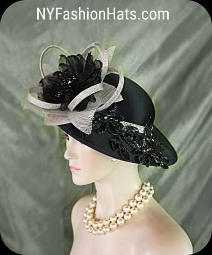 Gray Sinamay Straw Formal Hat