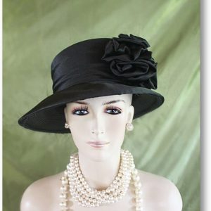 Black Slant Small Brim Satin Dress Hat