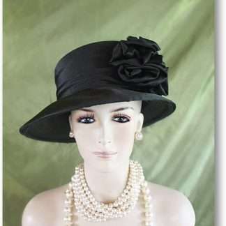 Black Slant Small Brim Satin Dress Hat