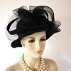 Black Small Brim Satin Haute Couture Hat Women