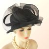 Black Small Brim Satin Haute Couture Hat Women