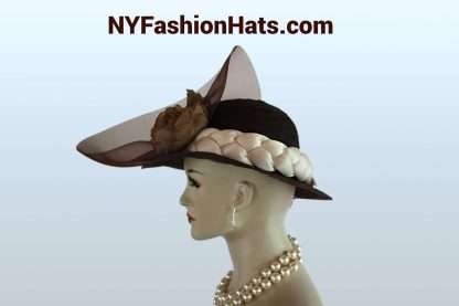 Brown Beige Haute Couture Small Brim Hat Women