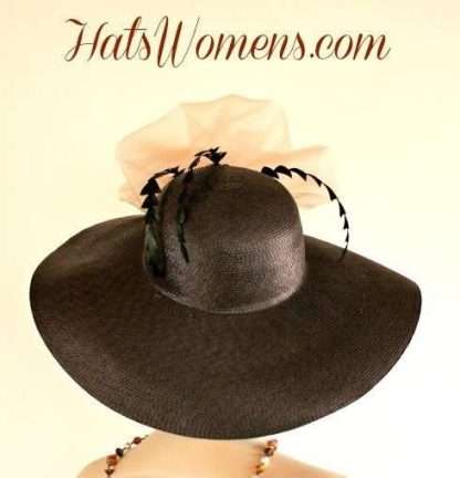 Brown Champagne Beige Wide Brim Designer Wedding Hat