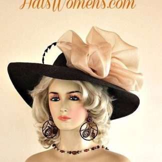 Brown Champagne Beige Wide Brim Designer Wedding Hat