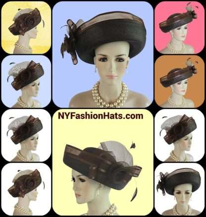 Brown Roll Up Big Brim Hat Women