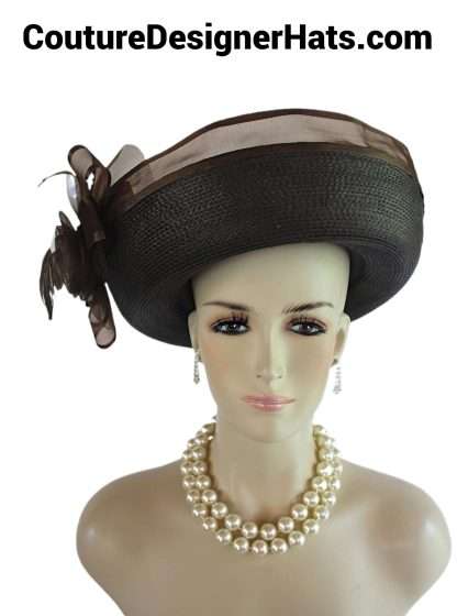 Brown Roll Up Big Brim Hat Women