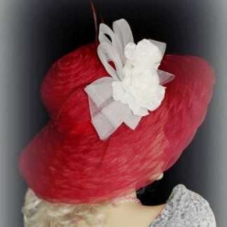 Burgundy White Designer Kentucky Derby Racing Hat Ny Fashion Hats