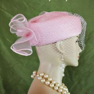 Classic Pink Pillbox Wedding Bridal Hat Women