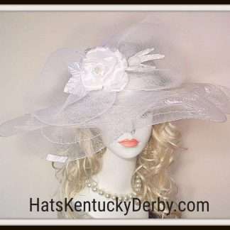 Couture Designer Big Brim Wedding Hat For A Bride With A Rose