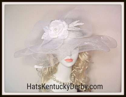 Couture Designer Big Brim Wedding Hat For A Bride With A Rose