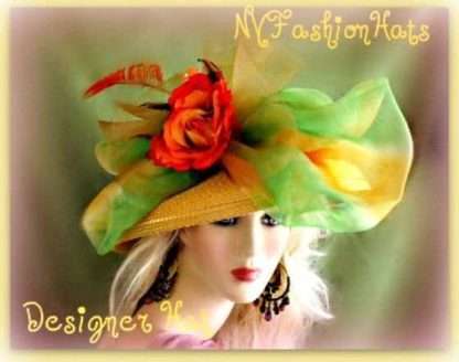 Gold Orange Lime Green Temple Church Hat