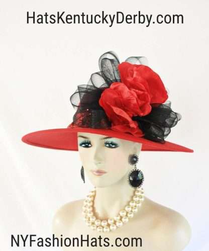 Couture Red Black Winter Designer Hat For Women