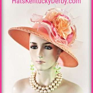 Couture Statement Peach Pink Wedding Hat For Women