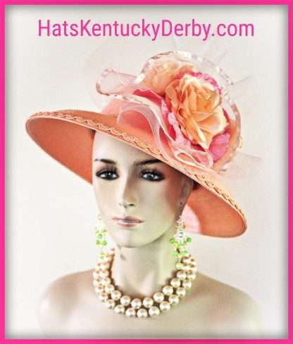 Couture Statement Peach Pink Wedding Hat For Women