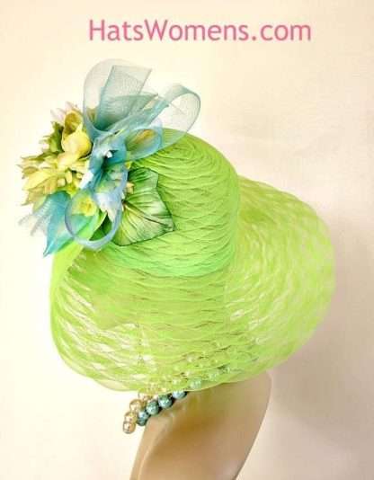 Couture Women's Hat Lime Green Yellow Aqua Blue For Wedding Church Dress Royal Ascot