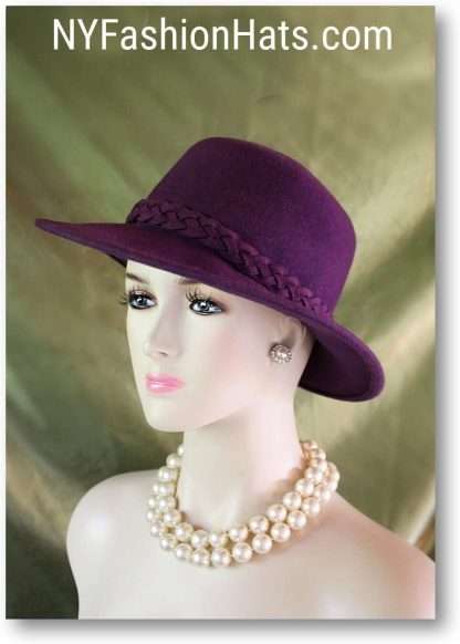 Eggplant Purple Winter Wool Dress Hat