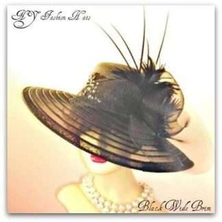 Elegant Black Large Sheer Brim Formal Hat