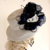 Silver Grey White Navy Blue Designer Couture Hat