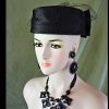 Formal Black Satin Pillbox Wedding Hat