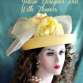 Formal Yellow Straw Braid Dress Hat For Women