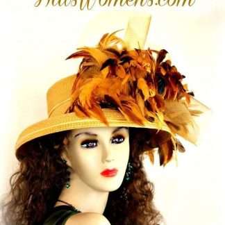 Gold Designer Dress Kentucky Derby Hat